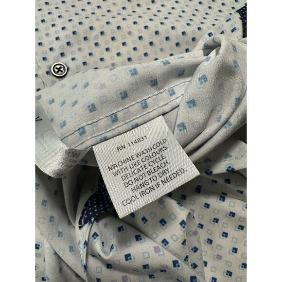 WRK 4 Way Stretch Performance Long Sleeve Button Up Geometric Print Size 16 Lrg - Picture 7 of 14